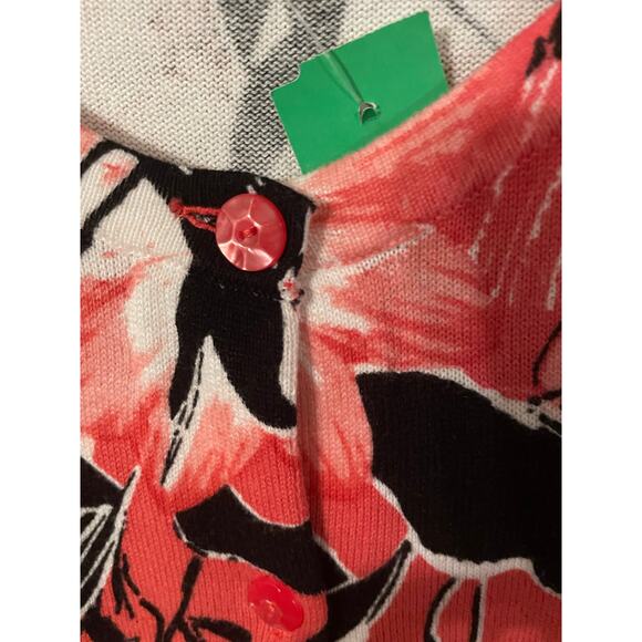 CJ Banks Melon, Black & White Floral Print Cardigan – 100% Cotton – Size XL‎ - Picture 4 of 5